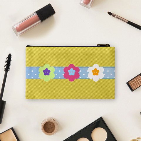 Pastel Flowers Cosmetic Bag Small By Happylemon Back