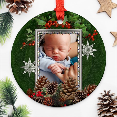 Christmas Holly Round Ornament (2 Sides) By Lil Front