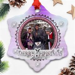 Purple Merry Christmas Tree Ornament - Snowflake Ornament (Two Sides) Purple Merry Christmas Tree Ornament - Snowflake Ornament (Two Sides)
