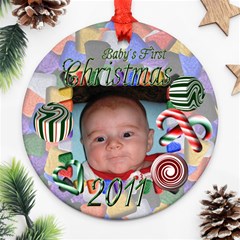 Baby s First Christmas Round Ornament - Ornament (Round)