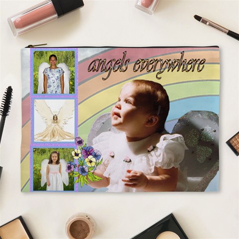 Angels Everywhere Xl Cosmetic Bag By Kim Blair Front