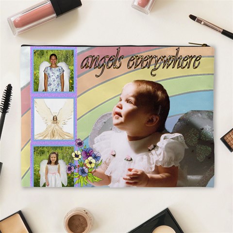 Angels Everywhere Xl Cosmetic Bag By Kim Blair Back