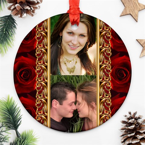 Love And Roses Round Ornament By Deborah Front