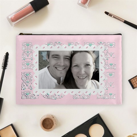 Pink Love Cosmetic Make Up Bag By Claire Mcallen Front