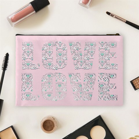 Pink Love Cosmetic Make Up Bag By Claire Mcallen Back