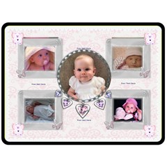Butterfly Bear Heart Pink Blanket
