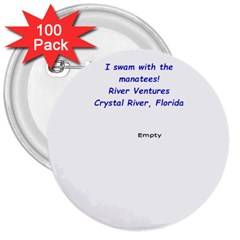Manatee Button - 3  Button (100 pack)