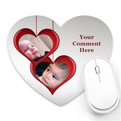 Red and Silver Heart Mousepad