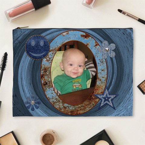 Blue Grunge Xl Cosmetic Bag By Lil Front