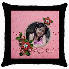 Throw Pillow Case (Black): I LOve You (5 styles)