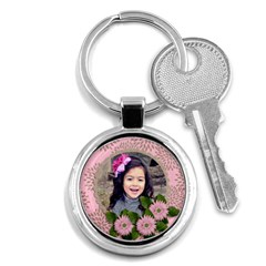 Keychain: Pink Flowers - Key Chain (Round) Keychain: Pink Flowers - Key Chain (Round)