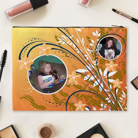 Orange Flower Xl Cosmetic Bag By Kim Blair Back