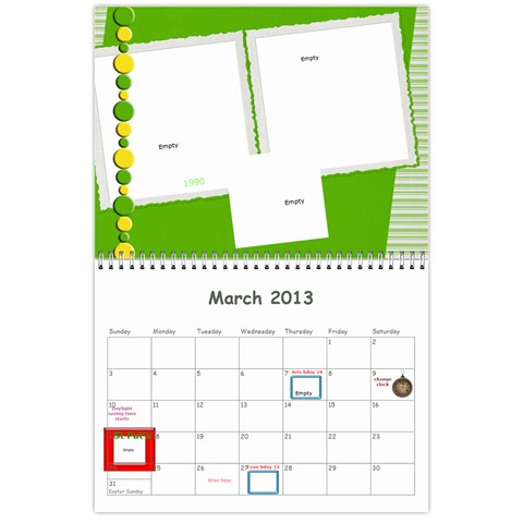 Calendar 18 Mo 2012 Mar 2013