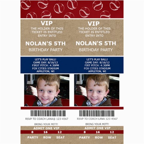 Sports Ticket Invite By Lana Laflen 7 x5  Photo Card - 8