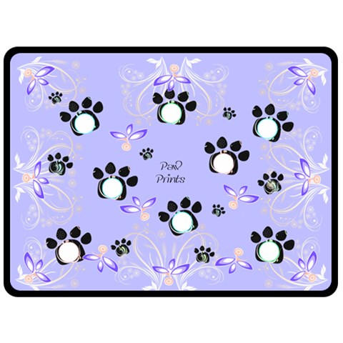Paw Prints Blue Xl Blanket By Birkie 80 x60  Blanket Front