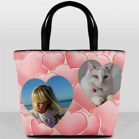 Pink Hearts Bucket Bag By Deborah Front