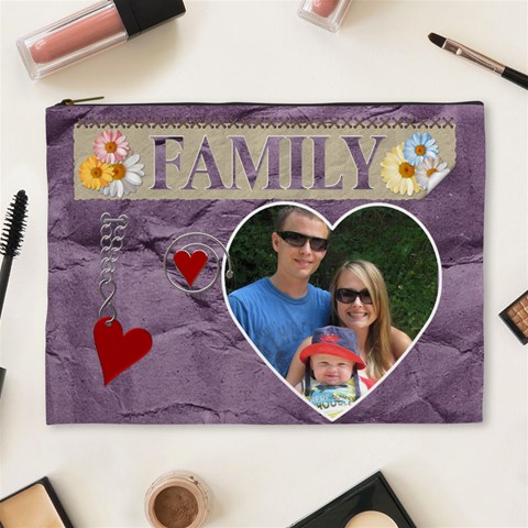 Family Purple Xl Cosmetic Bag By Lil Front