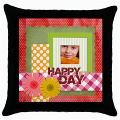 happy day - Throw Pillow Case (Black) happy day - Throw Pillow Case (Black)