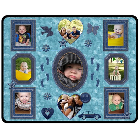 Denim Blue Medium Fleece Blanket By Lil 60 x50  Blanket Front