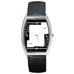 Black And Whitel Metal Barrel Style Watch