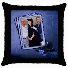 Congrats in Blue (5 styles) - Throw Pillow Case (Black) Congrats in Blue (5 styles) - Throw Pillow Case (Black)