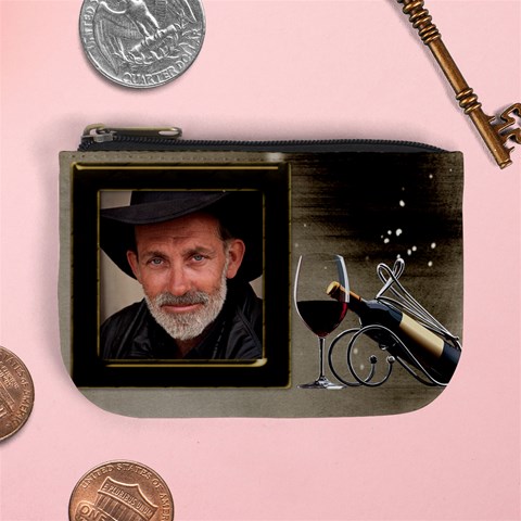 Red Wine Mini Coin Purse By Deborah Front