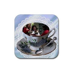 Friends in a teacup coaster - Rubber Coaster (Square) Friends in a teacup coaster - Rubber Coaster (Square)
