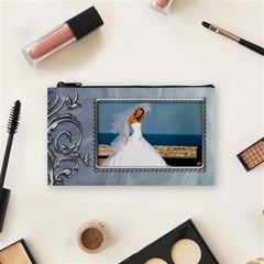 Blue And Silver Small Cosmetic Bag