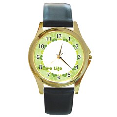Nature life - Round Gold Metal Watch