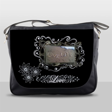 Love Life Black White Messenger Bag By Ellan Front