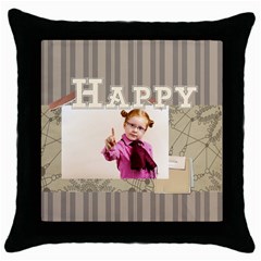 happy day - Throw Pillow Case (Black) happy day - Throw Pillow Case (Black)