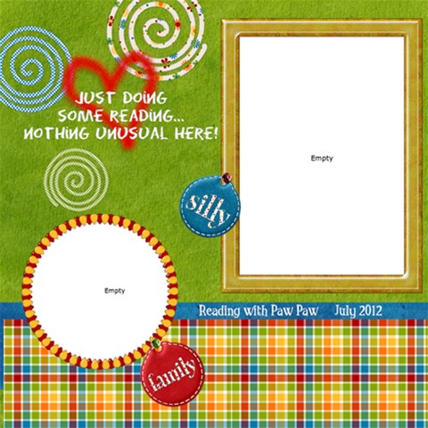 Kids Reading With Paw 12 x12  Scrapbook Page - 1