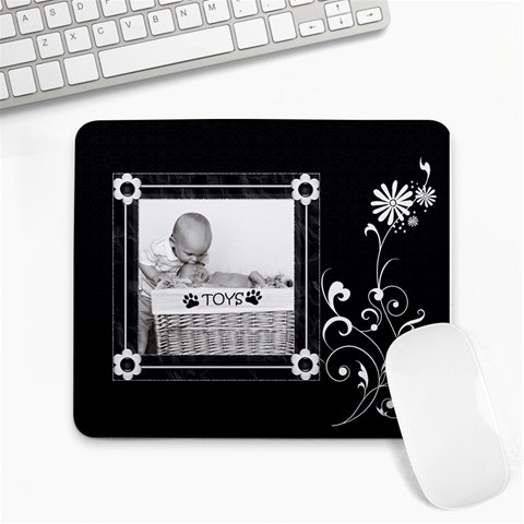 Pretty Black And White Large Mousepad By Lil Front