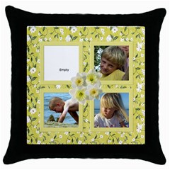 Yellow floral throw Pillow (5 styles) - Throw Pillow Case (Black) Yellow floral throw Pillow (5 styles) - Throw Pillow Case (Black)