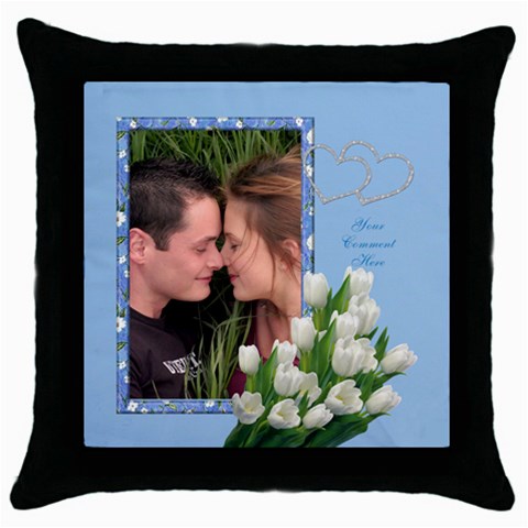 Tulips In Blue Throw Pillow By Deborah Front