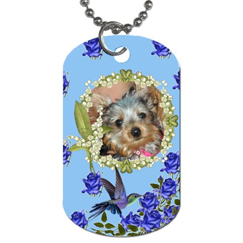 Blue Rose Dog Tag Two Sides By Jolene Back
