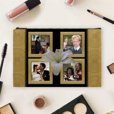 Our Wedding Anniversary Cosmetic Bag (large) By Deborah Front