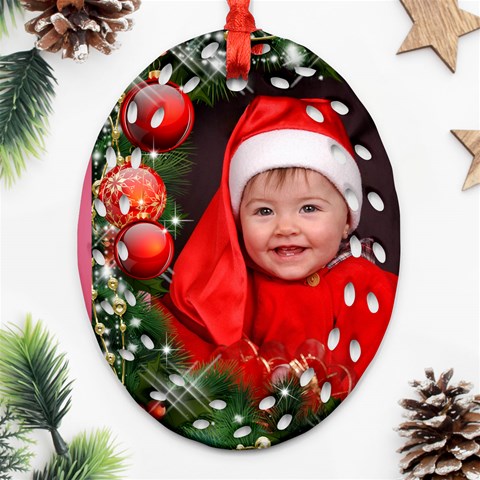 Little Baubles Oval Filigree Ornament (2 Sided) By Deborah Front