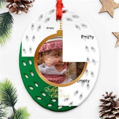 Green Christmas filigree Oval Ornament (2 sided) - Oval Filigree Ornament (Two Sides)