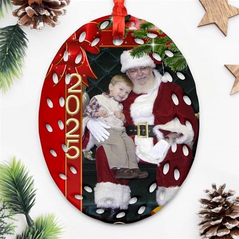 Christmas Memories Filigree Oval Ornament (2 Sided) By Deborah Back