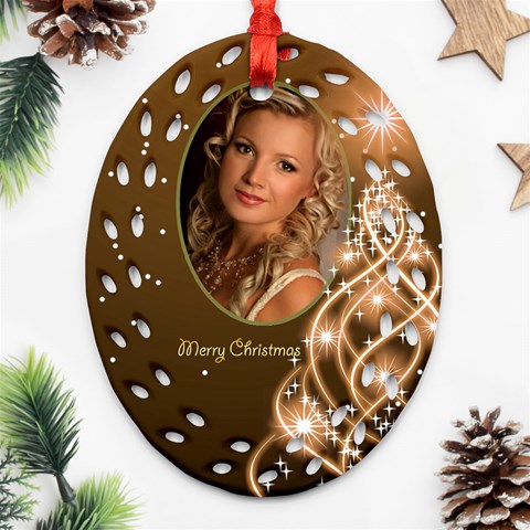 Christmas Filigree Oval Ornament 6 (2 Sided) By Deborah Back