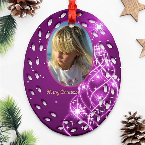 Christmas Filigree Oval Ornament 4 (2 Sided) By Deborah Back