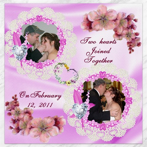 Pink Satin Two Hearts Joined 12 X 12 Canvas By Kim Blair 11.4 x11.56  Canvas - 1