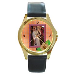 Elegant Round Gold Metal Watch