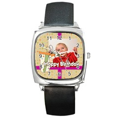 happy birthday - Square Metal Watch happy birthday - Square Metal Watch