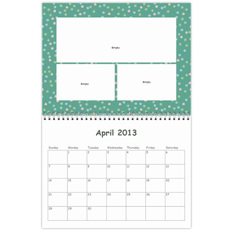 Calendar For Cheryl 2013 By Carrie Wardell Apr 2013