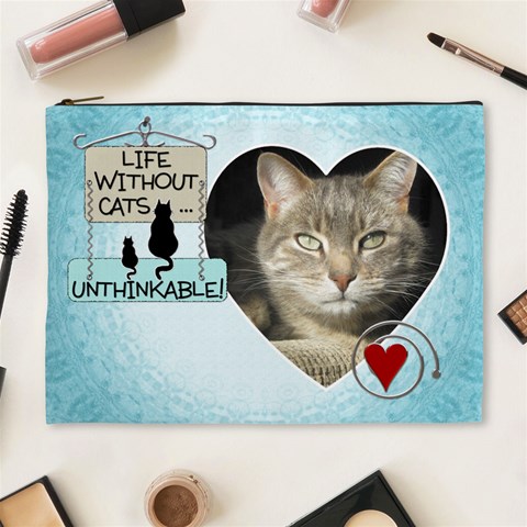 Cats Xl Cosmetic Bag By Lil Front