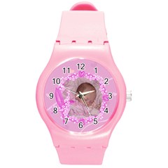 Pink Plastic Floral Sport Watch