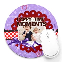 happy memonts - Collage Round Mousepad happy memonts - Collage Round Mousepad