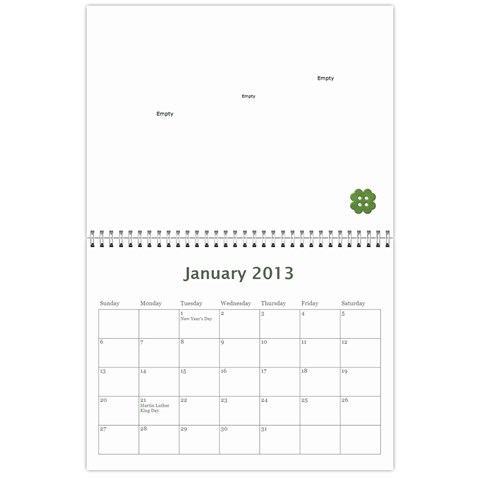 2013 Calendar By Dong Bai Jan 2013